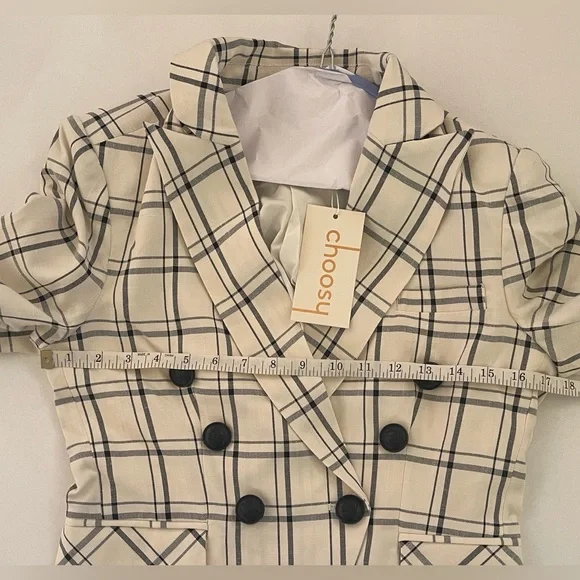 Choosy Double-Breasted Plaid Blazer size 2 - Picture 5 of 9